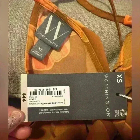 Women’s Orange&Brown  Worthington Blouse - Picture 3 of 6